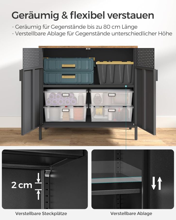 Aufbewahrungsschrank Metallschrank mit Doppeltür, Stahlgestell
